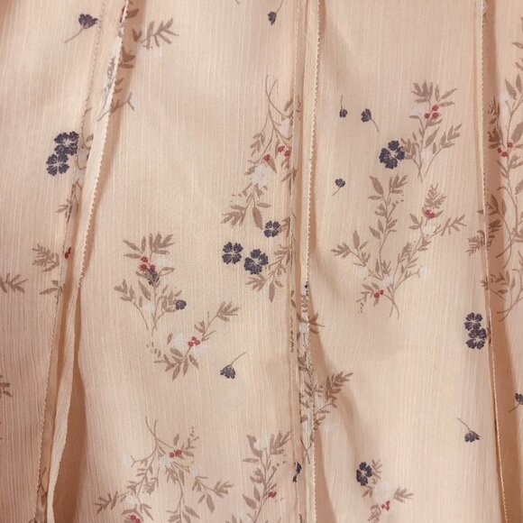 Gentle FAWN Peach Floral Sleeveless Sheer Lined Mini Dress Sz M - Picture 7 of 9